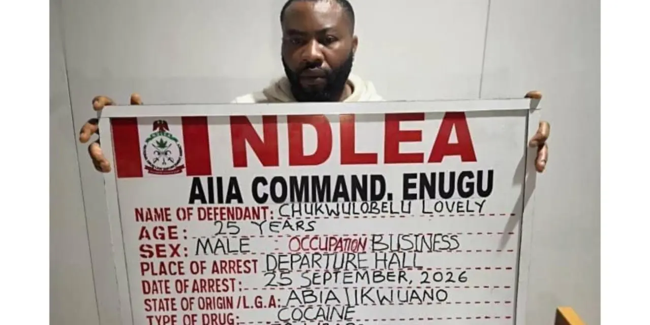 TRENDING: Newlywed Businessman Caught Swallowing Cocaine at Enugu Airport
On September 25, 2026, N...