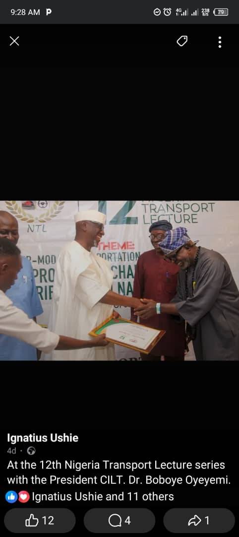 At the 12th Nigeria Transport Lecture at Radisson blu hotel Lagos