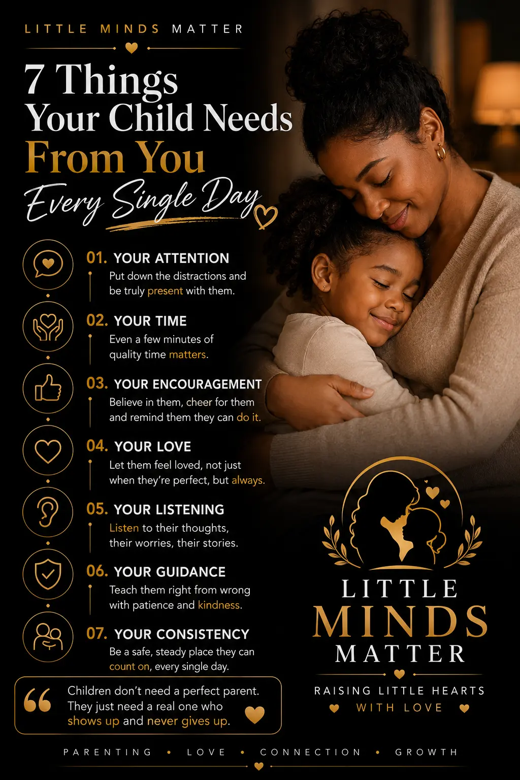 You child doesn't need a perfect parent. They need your presence, patience, love and consistency ❤️...