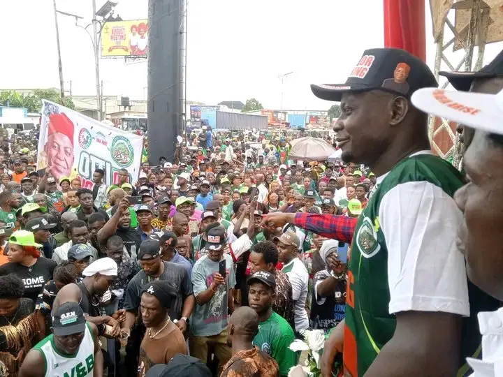 One million-man march for Gov Alex Otti in Aba yesterday. He doesn't need to campaign for himself —...