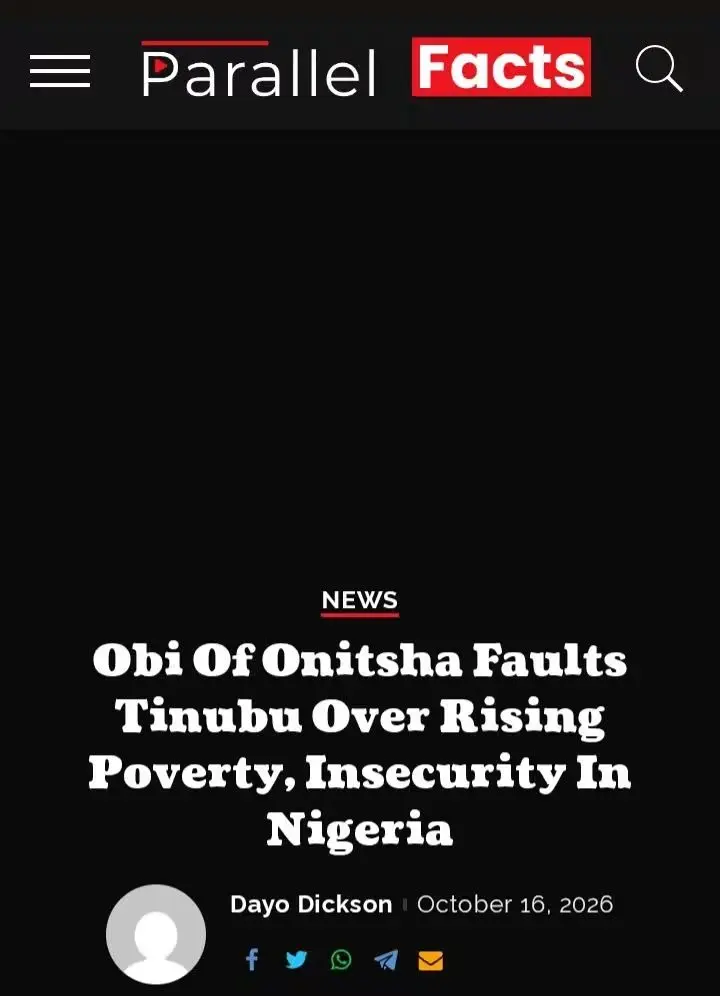 The revered Obi of Onitsha has called out President Tinubu over rising poverty and worsening insecur...