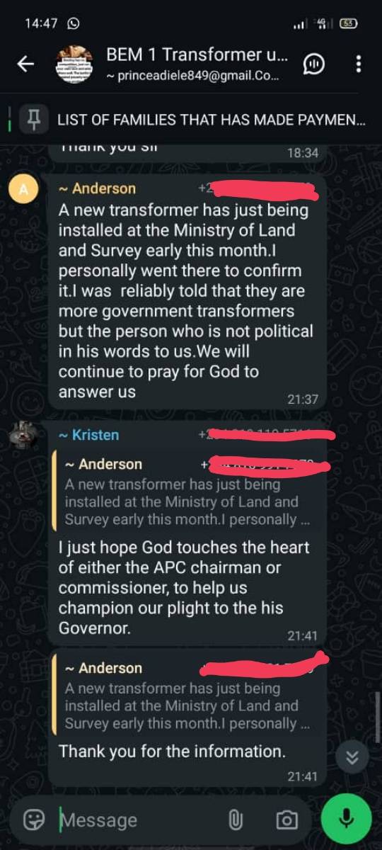 Earlier, I posted about the public transformer serving BEM 1/Ankpa Quarters in Makurdi and how resid...