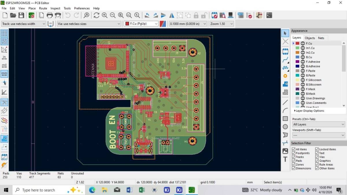 The task was to :Design and develop a multi-purpose IoT development board with onboard sensors that...