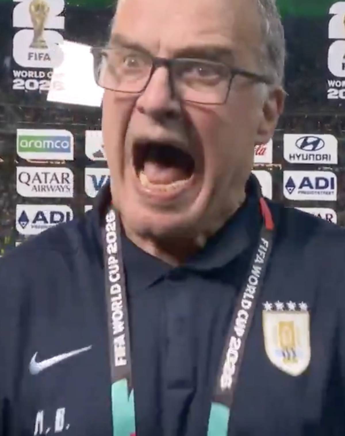 Uruguay manager Marcelo Bielsa changed it for journalist yesterday after loosing to Spain.