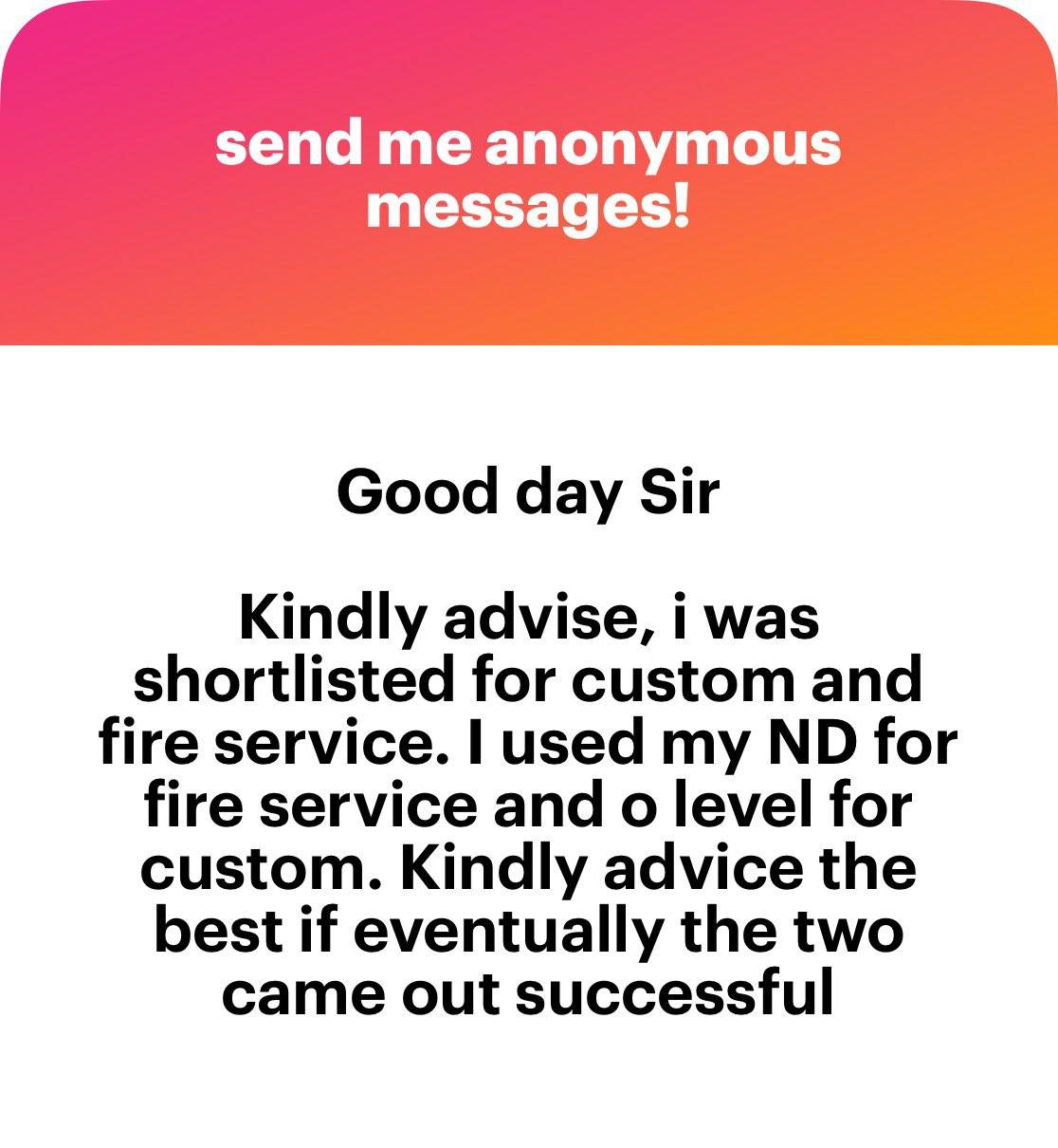 He/She never mentioned that he had a connection.
Without connection is it possible in Nigeria of to...
