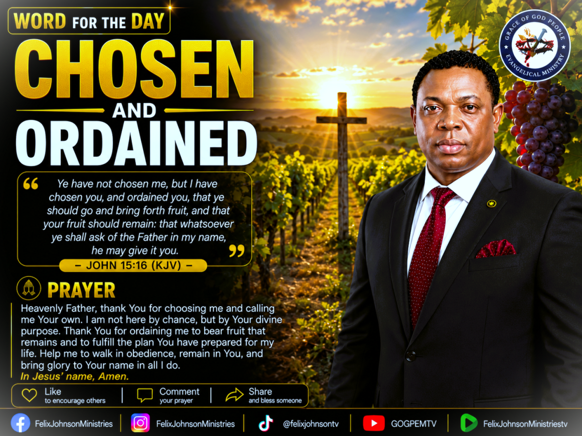 You are not an accident, you are chosen by God and ordained for a purpose. Before you ever took your...