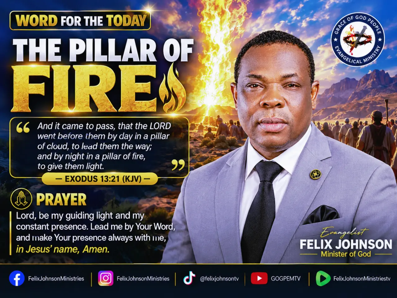 🔥 THE PILLAR OF FIRE🔥
When you allow God to lead you, you will never walk alone. May His presence...