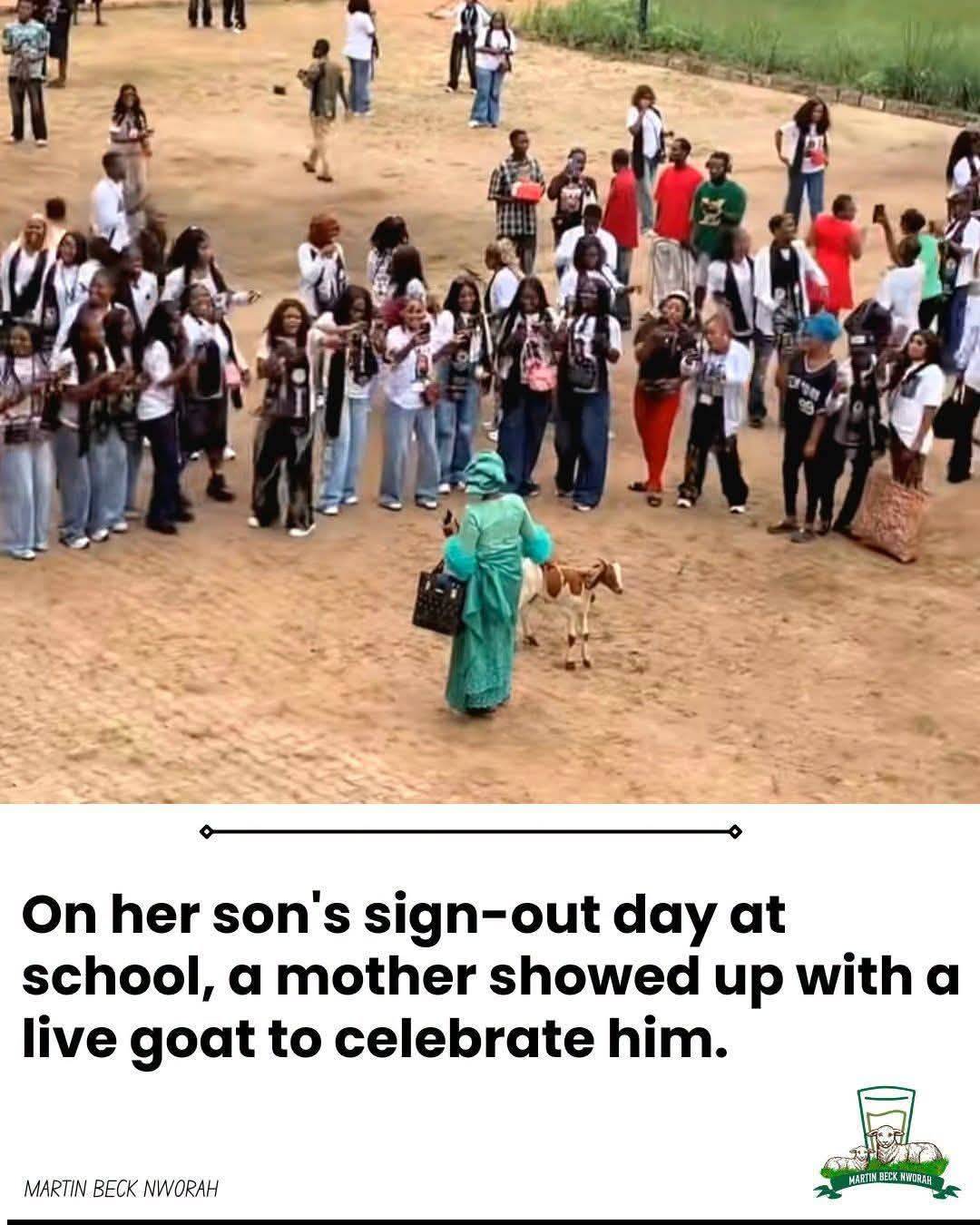 As her son signed out, a mother showed up at Federal Polytechnic Nekede with a live goat to celebrat...