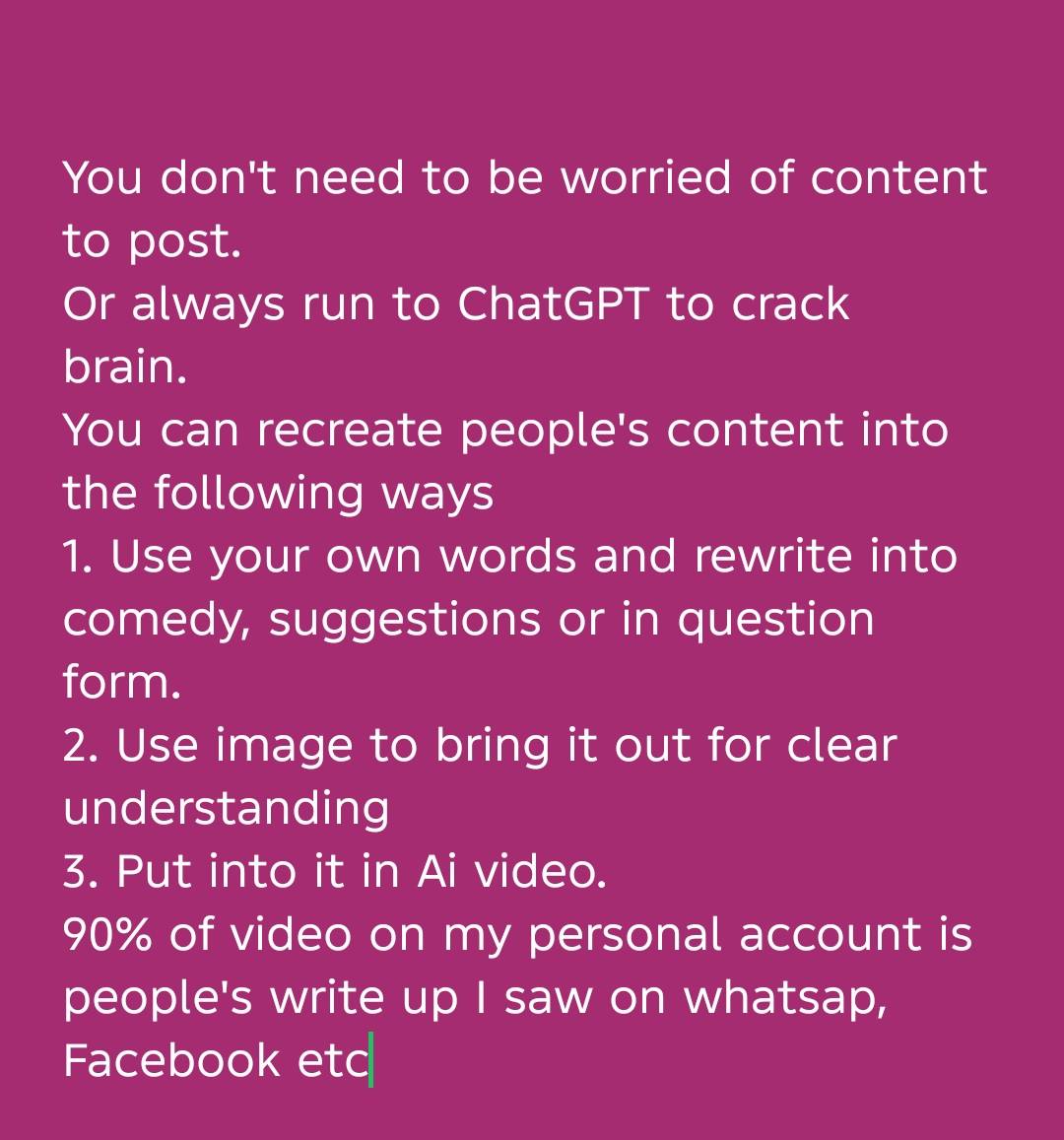 Do it this and have peace
#hint
#contentcreation
@Ugogbuzue1
@KeFaS001