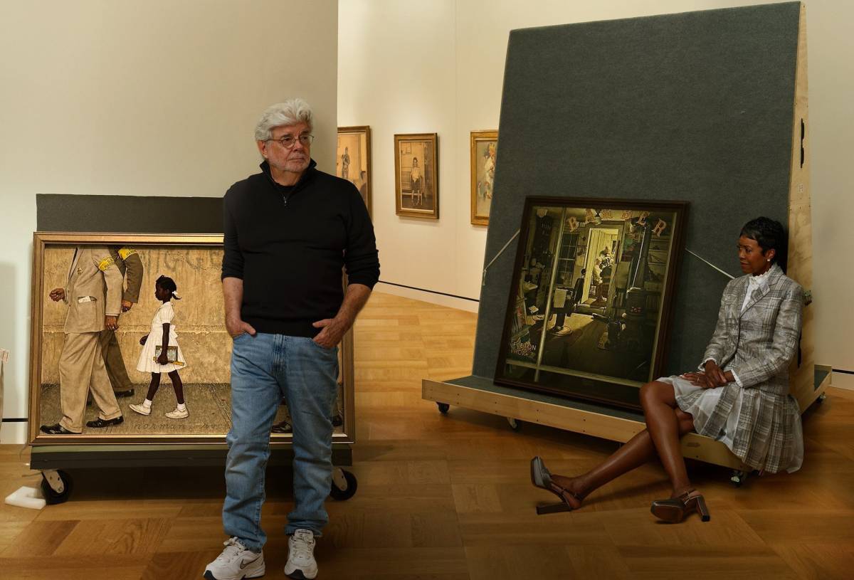 "STAR WARS" creator George Lucas and his wife Mellody Hobson together at their "Lucas Museum of Narr...