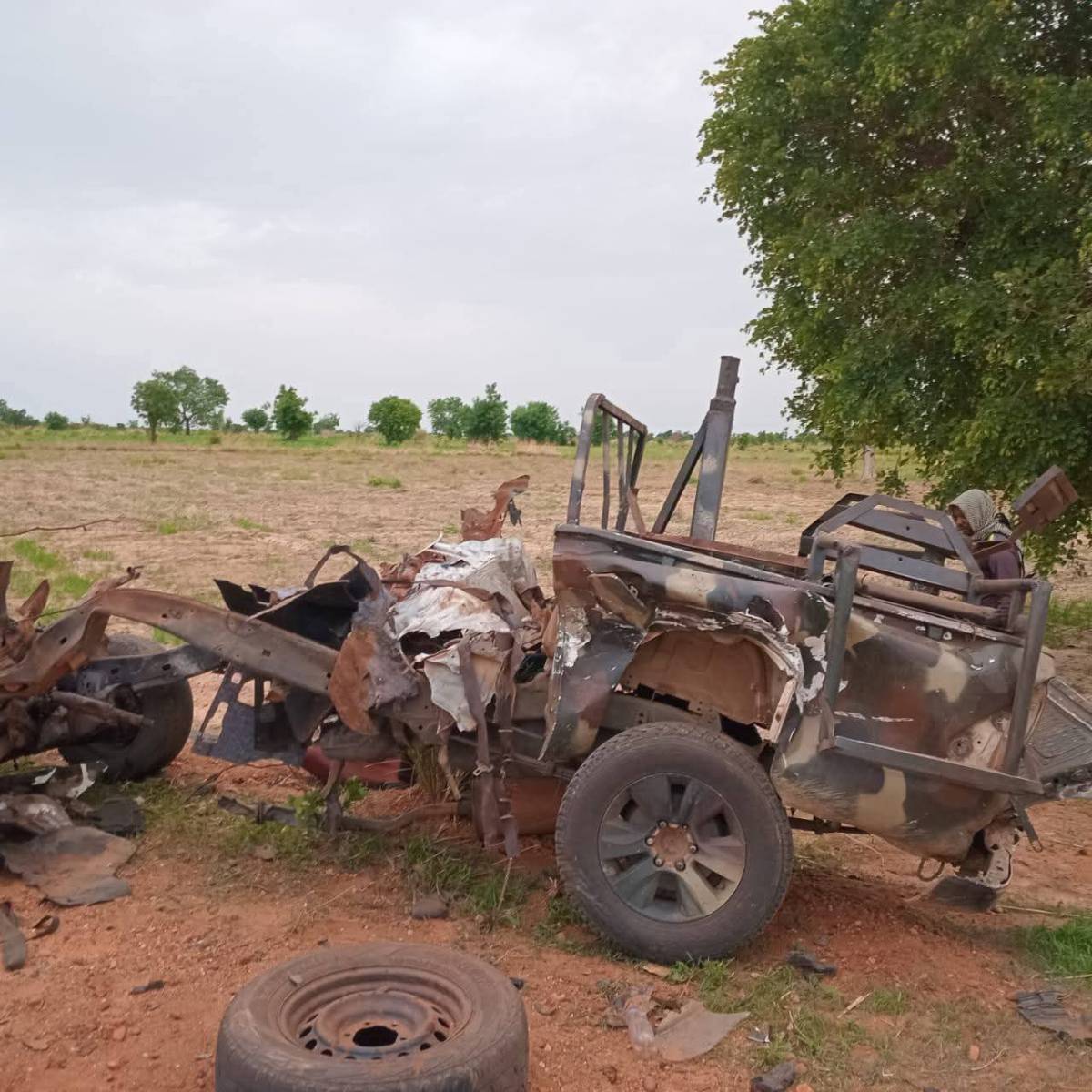 This is what a military vehicle can look like after striking an Improvised Explosive Device (IED)....