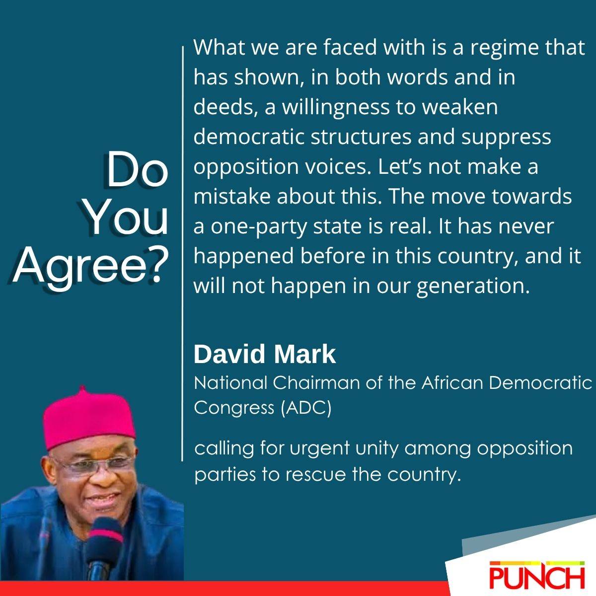 Do You Agree?
Read more: https://punchng.com/oppositions-mission-to-rescue-nigeria-must-be-done-say...