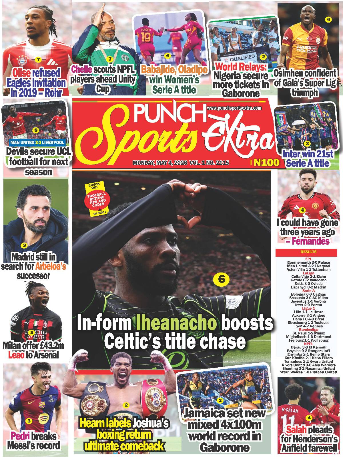 MAY 4 - PUNCH Sports Extra Headlines