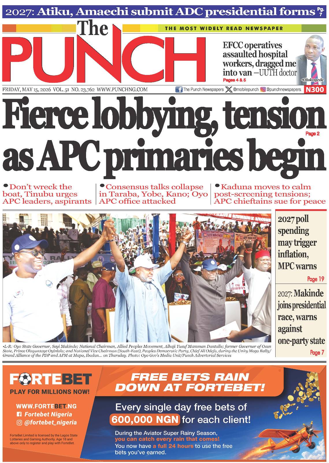 MAY 15 - HEADLINES
