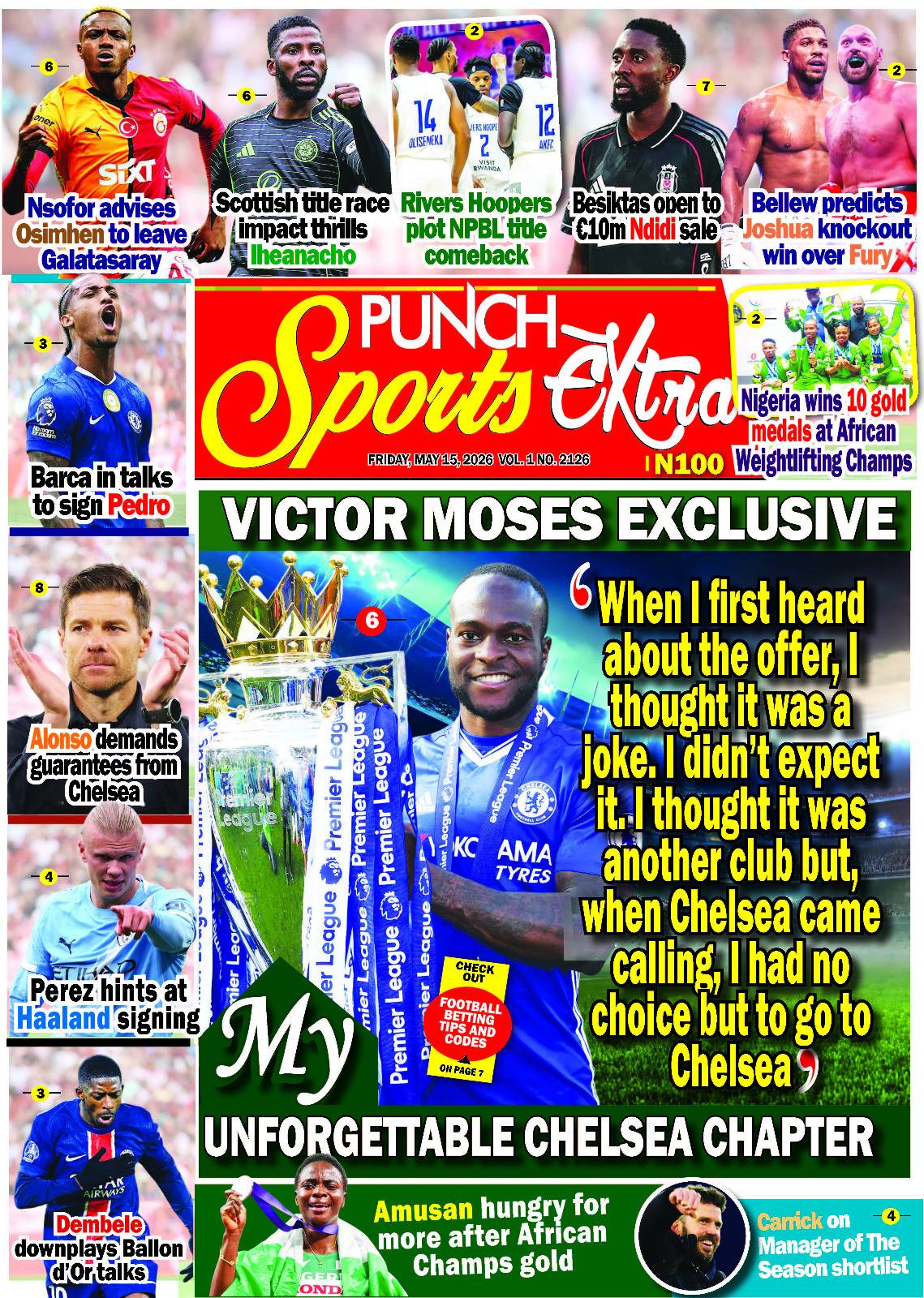 MAY 15 - PUNCH Sports Extra Headlines