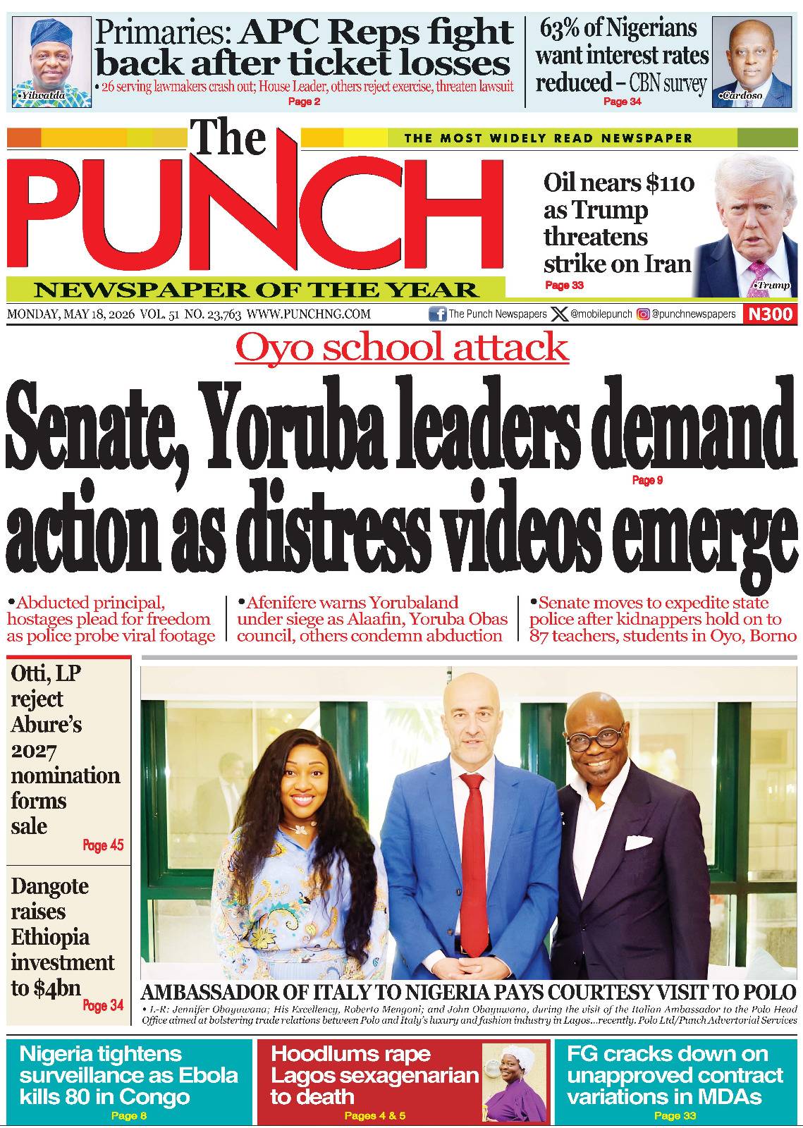MAY 18 - HEADLINES