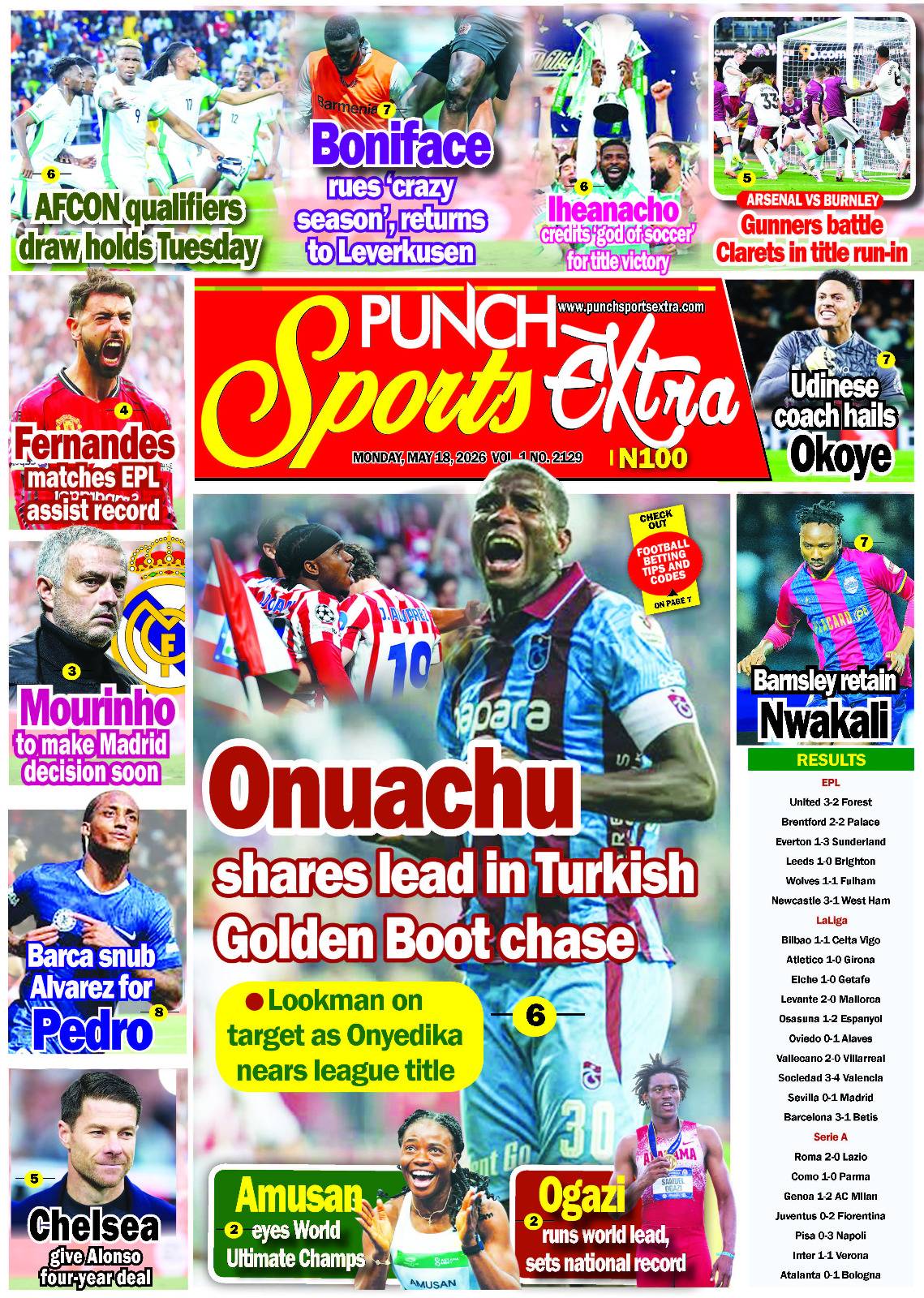 MAY 18 - PUNCH Sports Extra Headlines