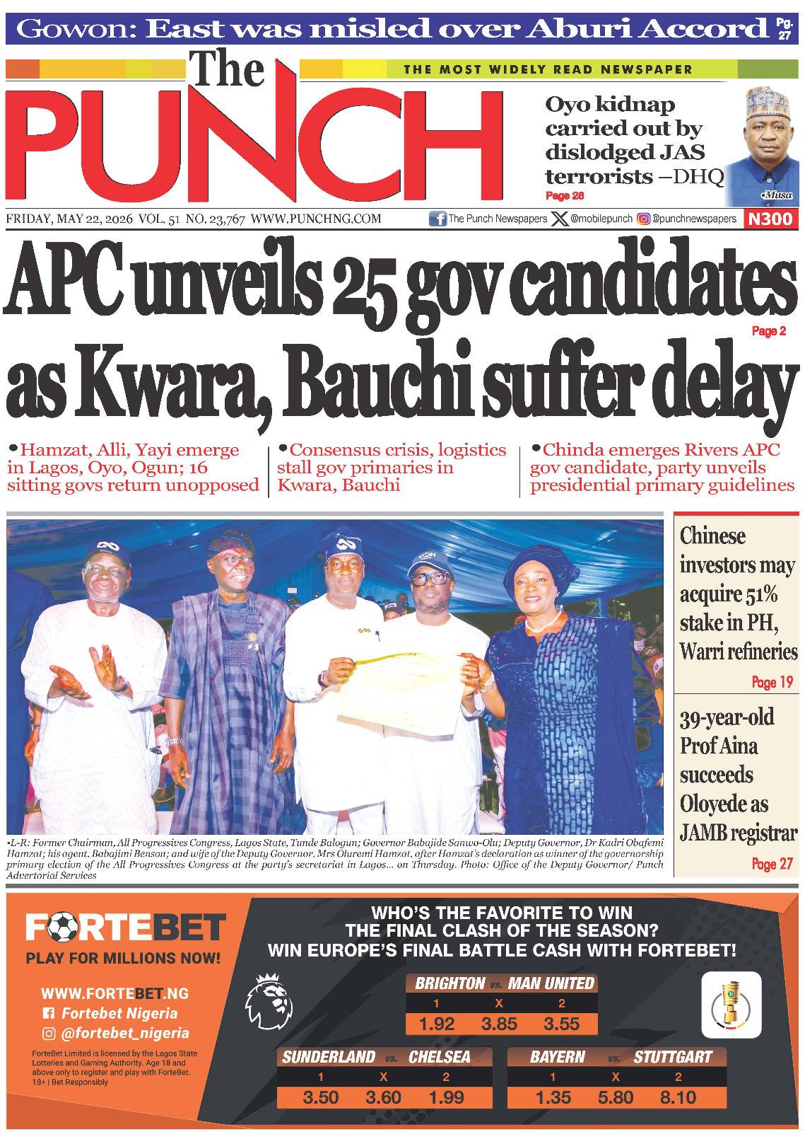 MAY 22- HEADLINES