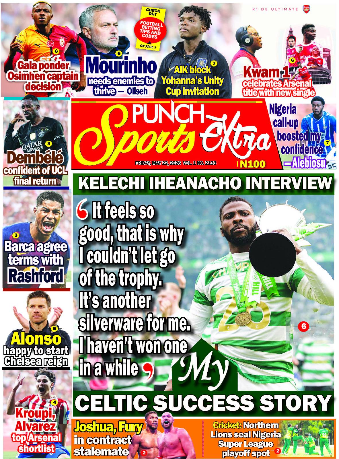 MAY 22 - PUNCH Sports Extra Headlines