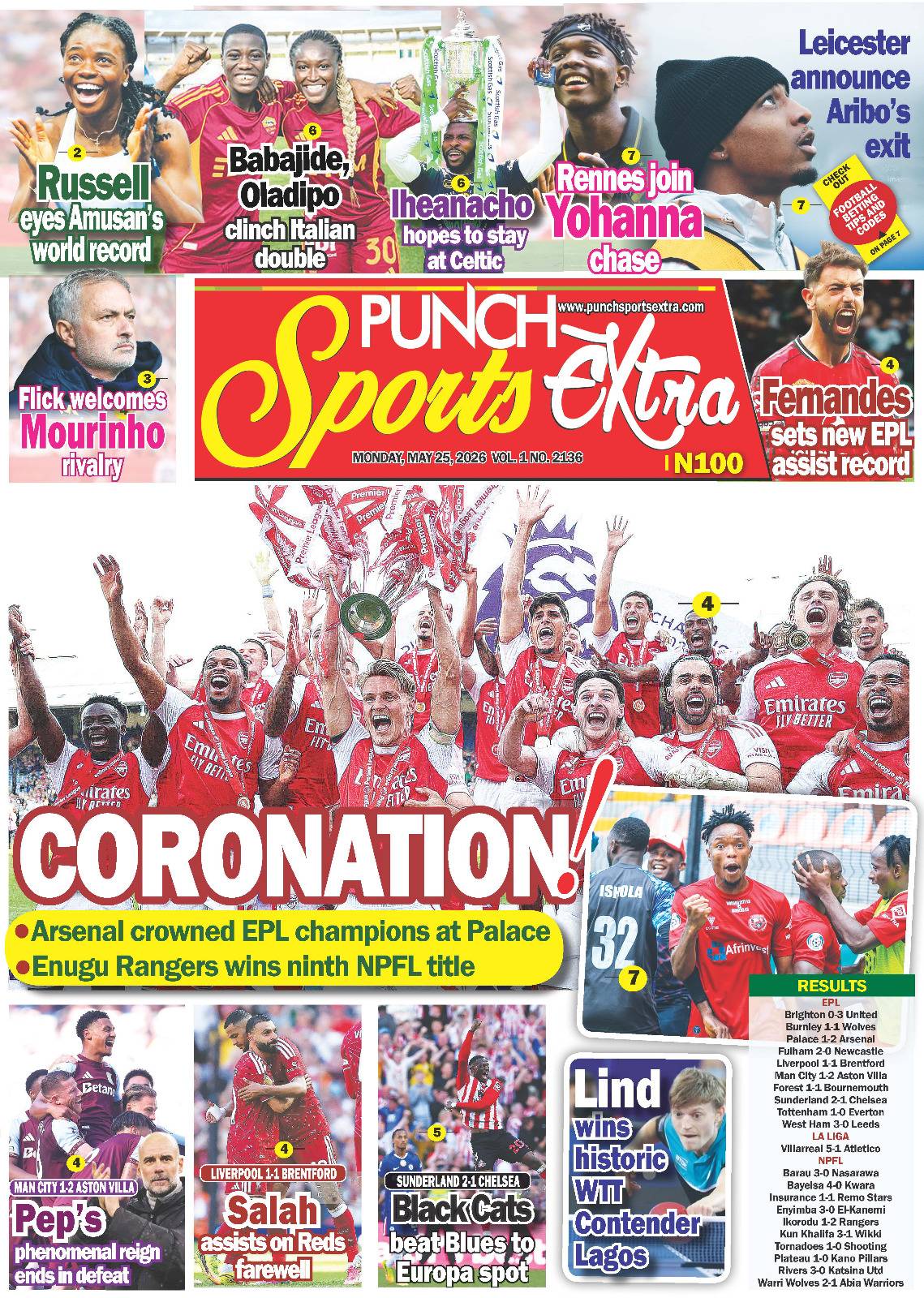 MAY 25 - PUNCH Sports Extra Headlines