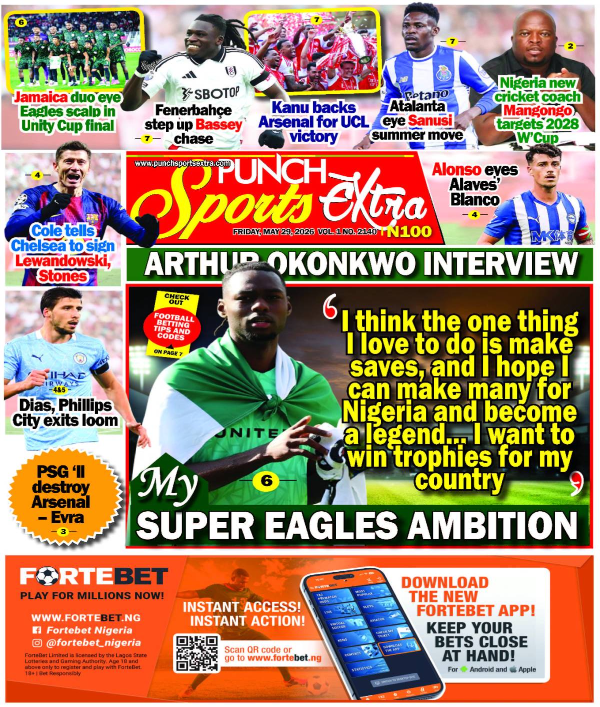 MAY 29 - PUNCH Sports Extra Headlines