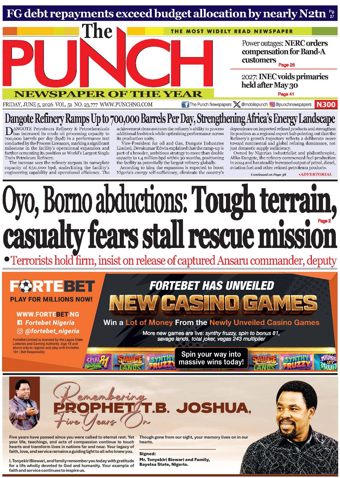 JUNE 5 - HEADLINES