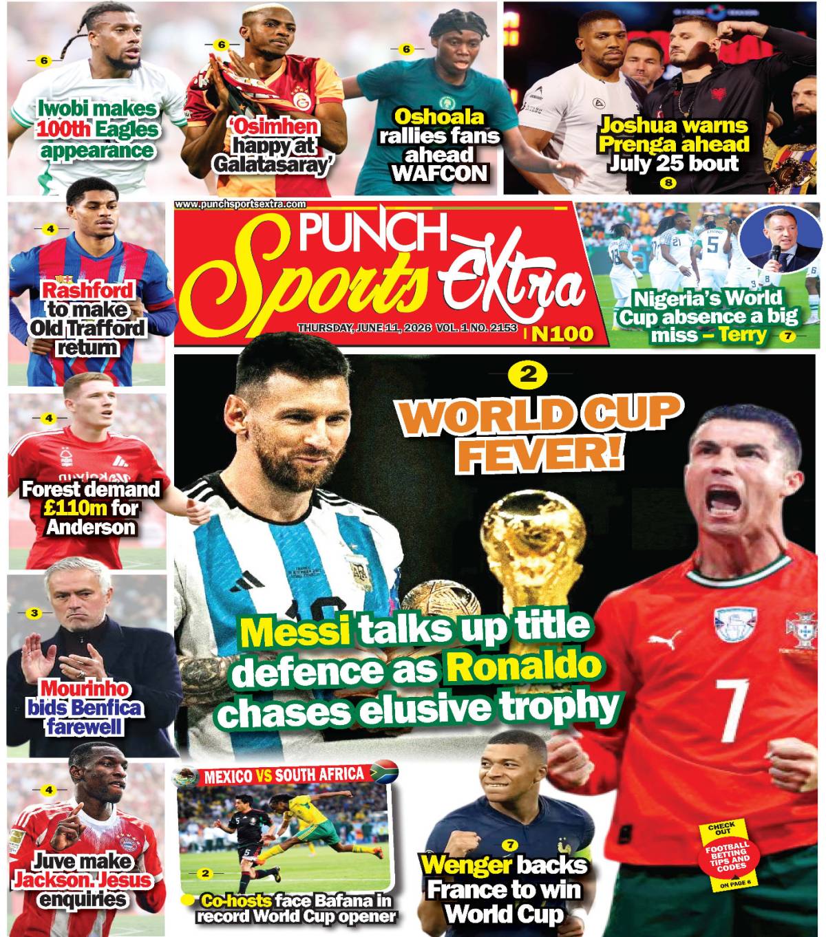 JUNE 11 – PUNCH Sports Extra Headlines