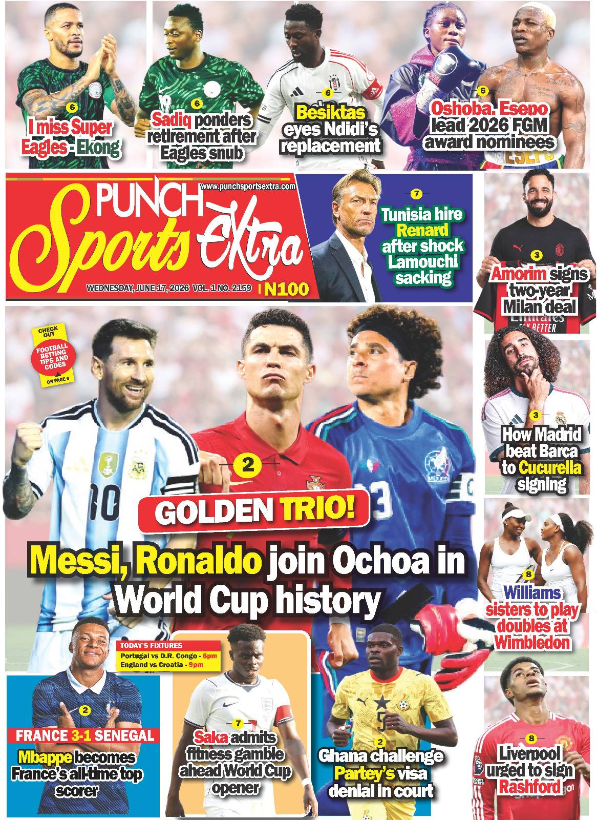 JUNE 17 - PUNCH Sports Extra Headlines