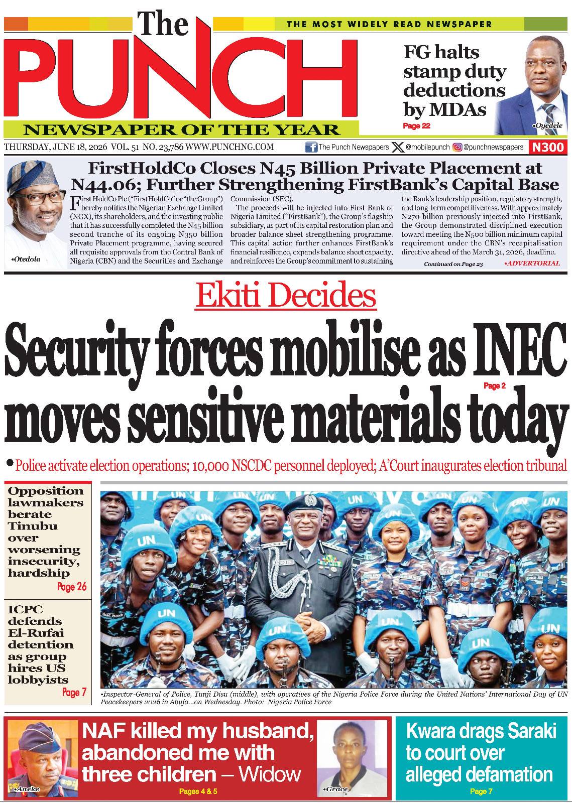 JUNE 18 – HEADLINES