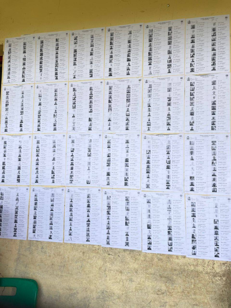 ๐๐๐๐๐๐: Voters getting ready to vote at PU 2, Ward 5, at St Andrew's Primary School, Ogbese, LGA: Is...