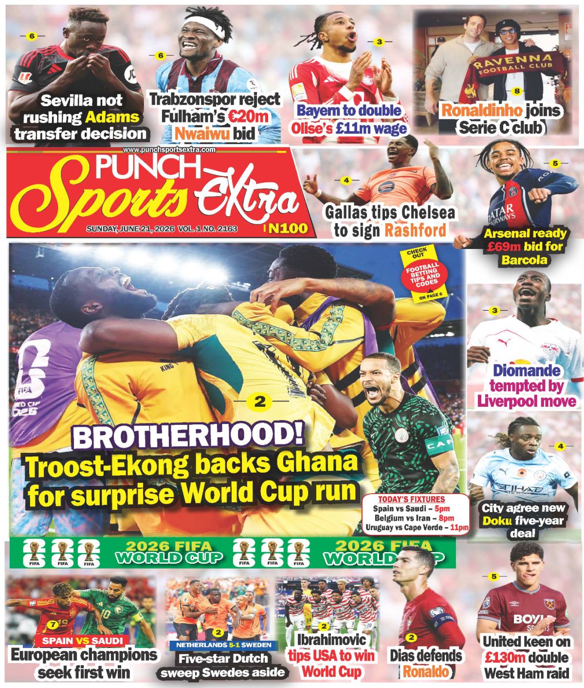 JUNE 21  – PUNCH Sports Extra Headlines