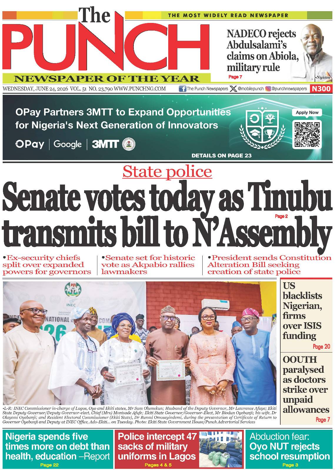 JUNE 24 - HEADLINES