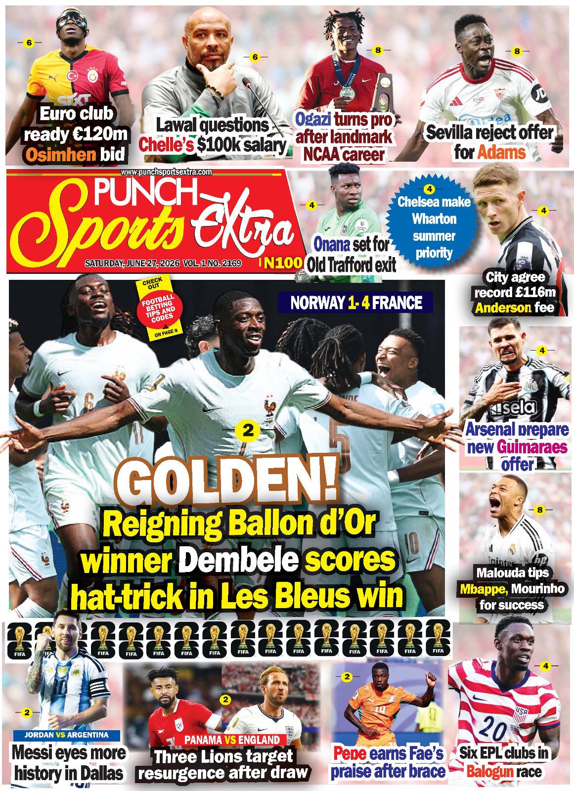 JUNE 27 - PUNCH Sports Extra Headlines