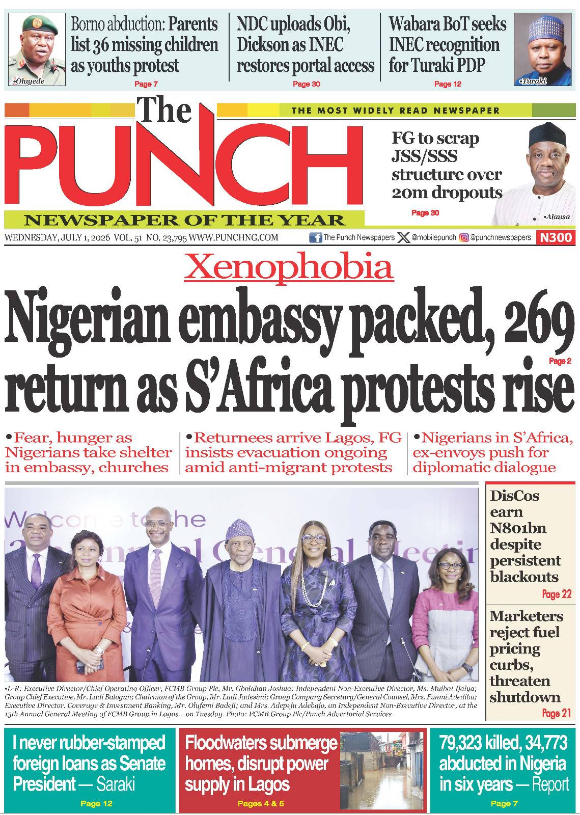 JULY 1 - HEADLINES