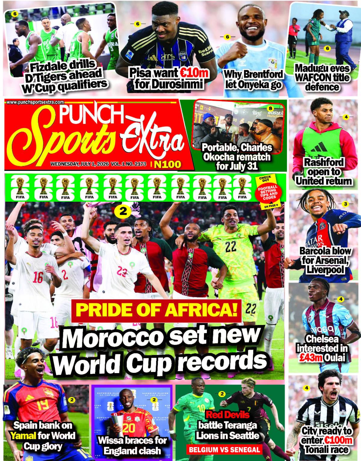 JULY 1 - PUNCH Sports Extra Headlines