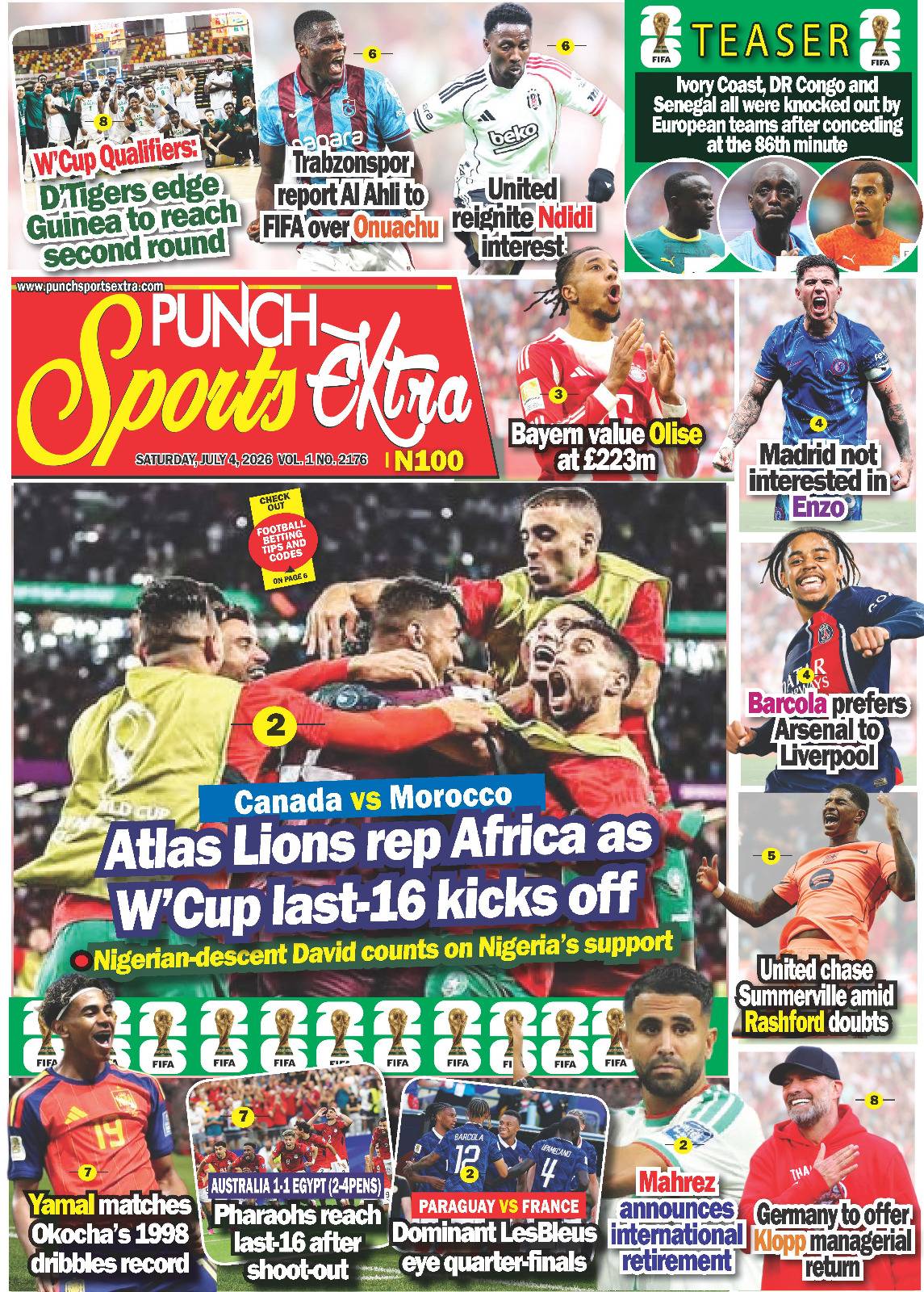 JULY 4 - PUNCH Sports Extra Headlines