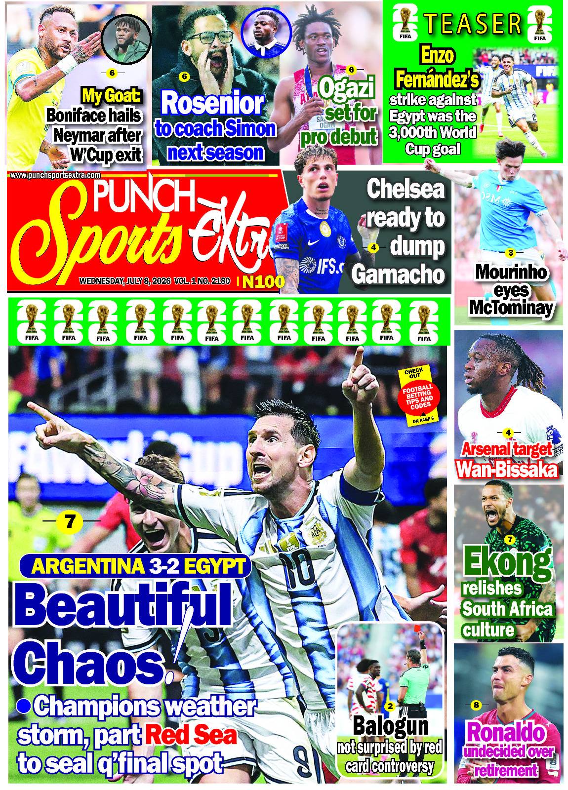 JULY 8 - PUNCH Sports Extra Headlines