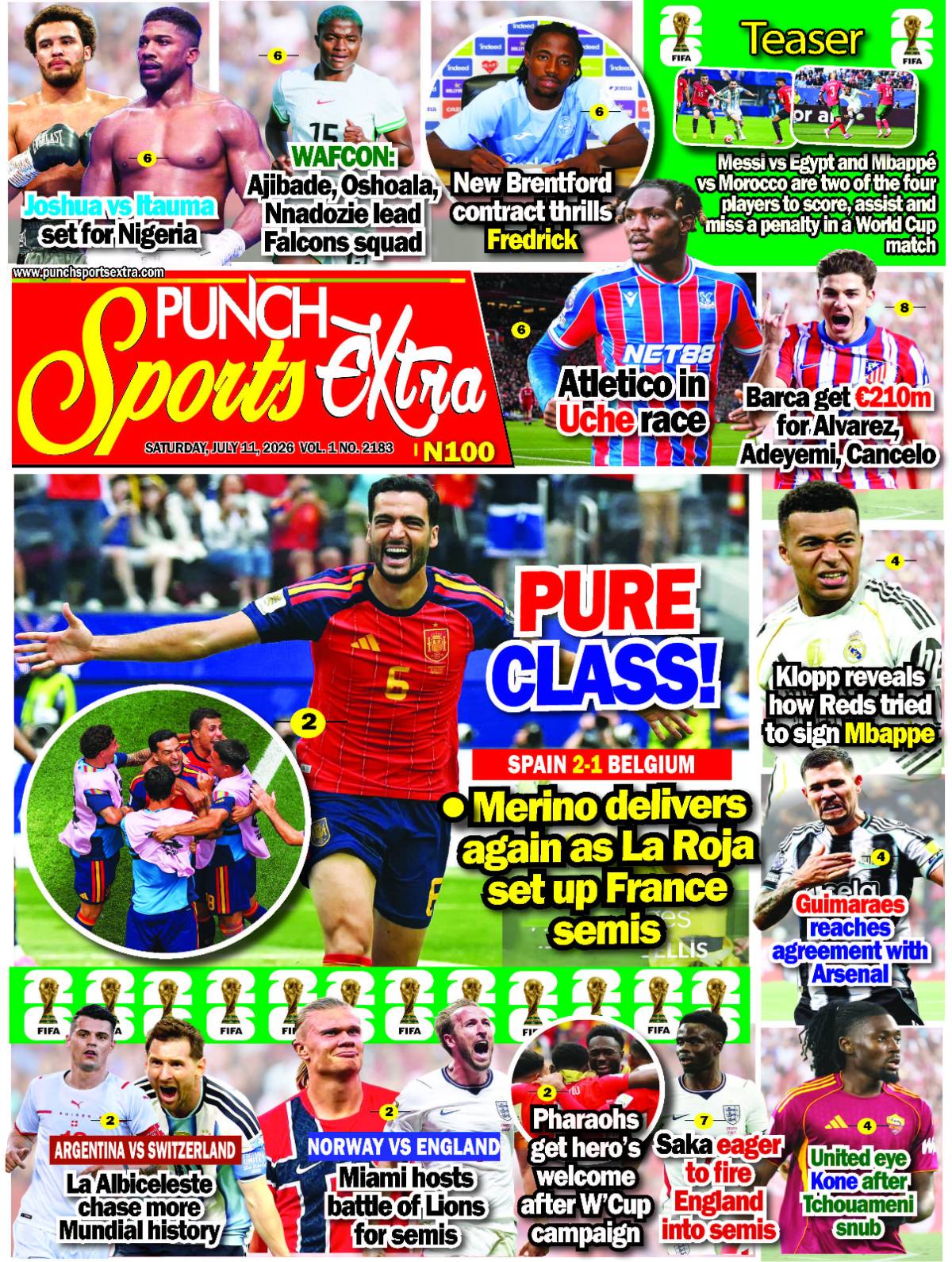 JULY 11 - PUNCH Sports Extra Headlines