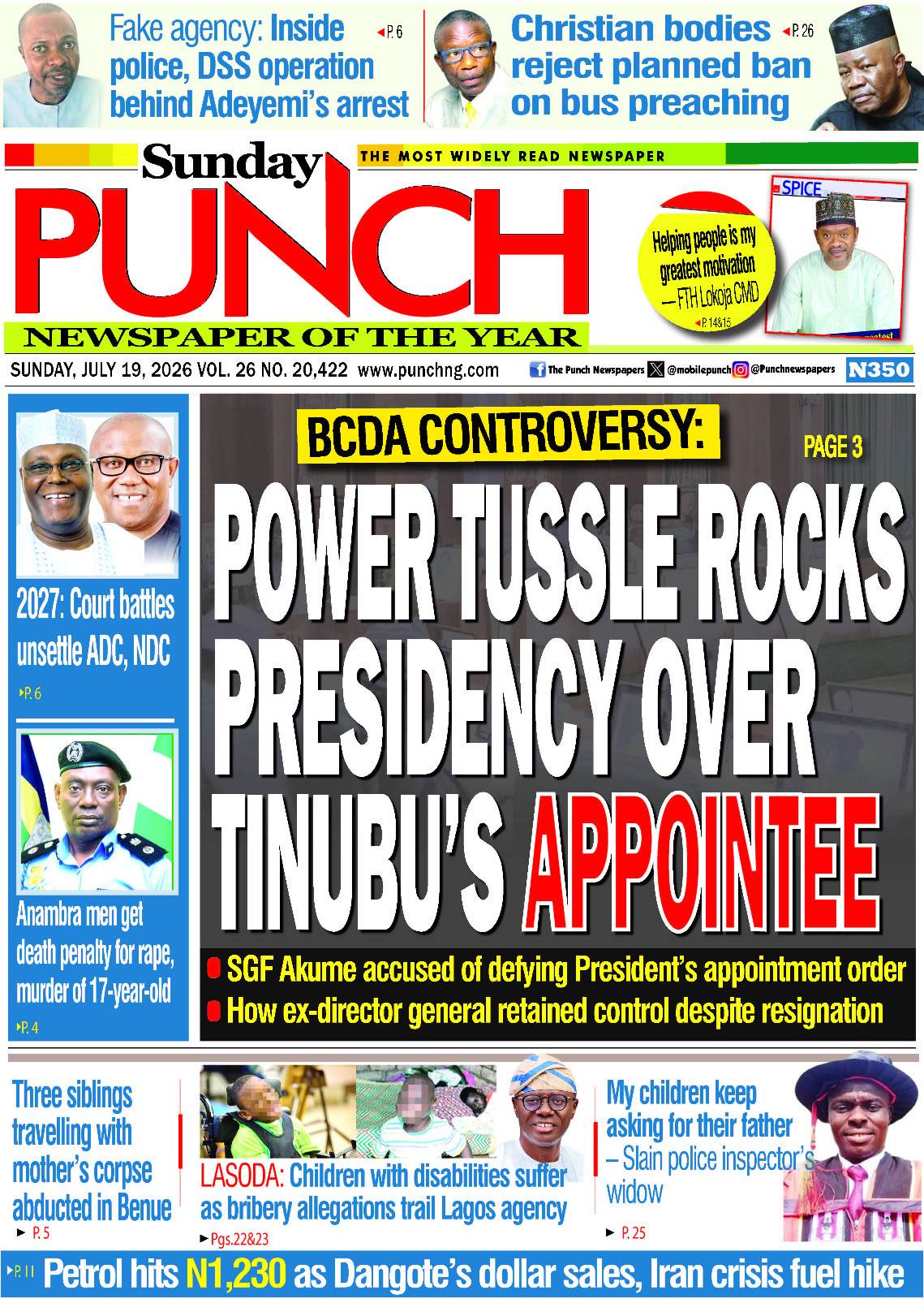 JULY 19 – HEADLINES