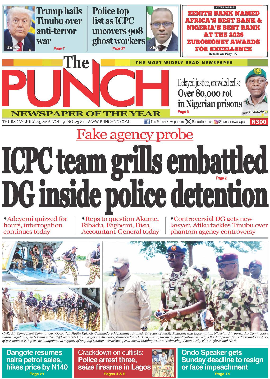 JULY 23 – HEADLINES