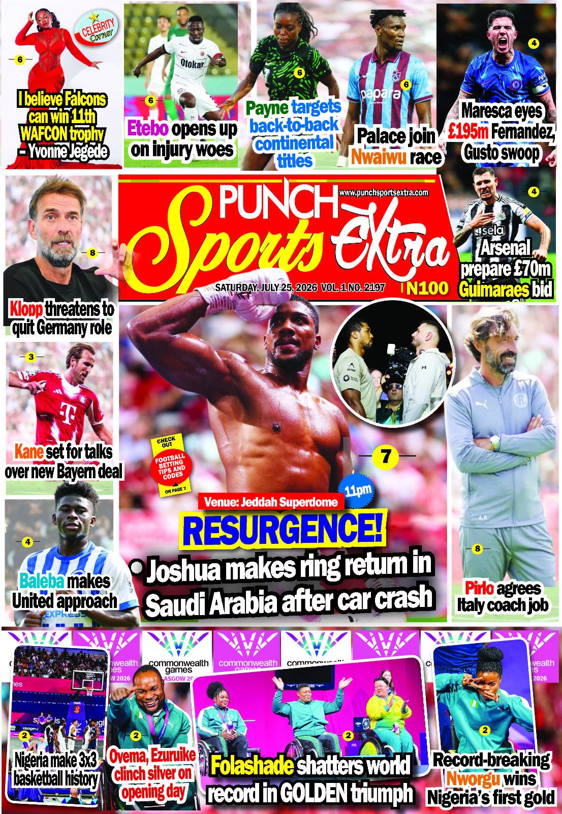 JULY 3 - PUNCH Sports Extra Headlines