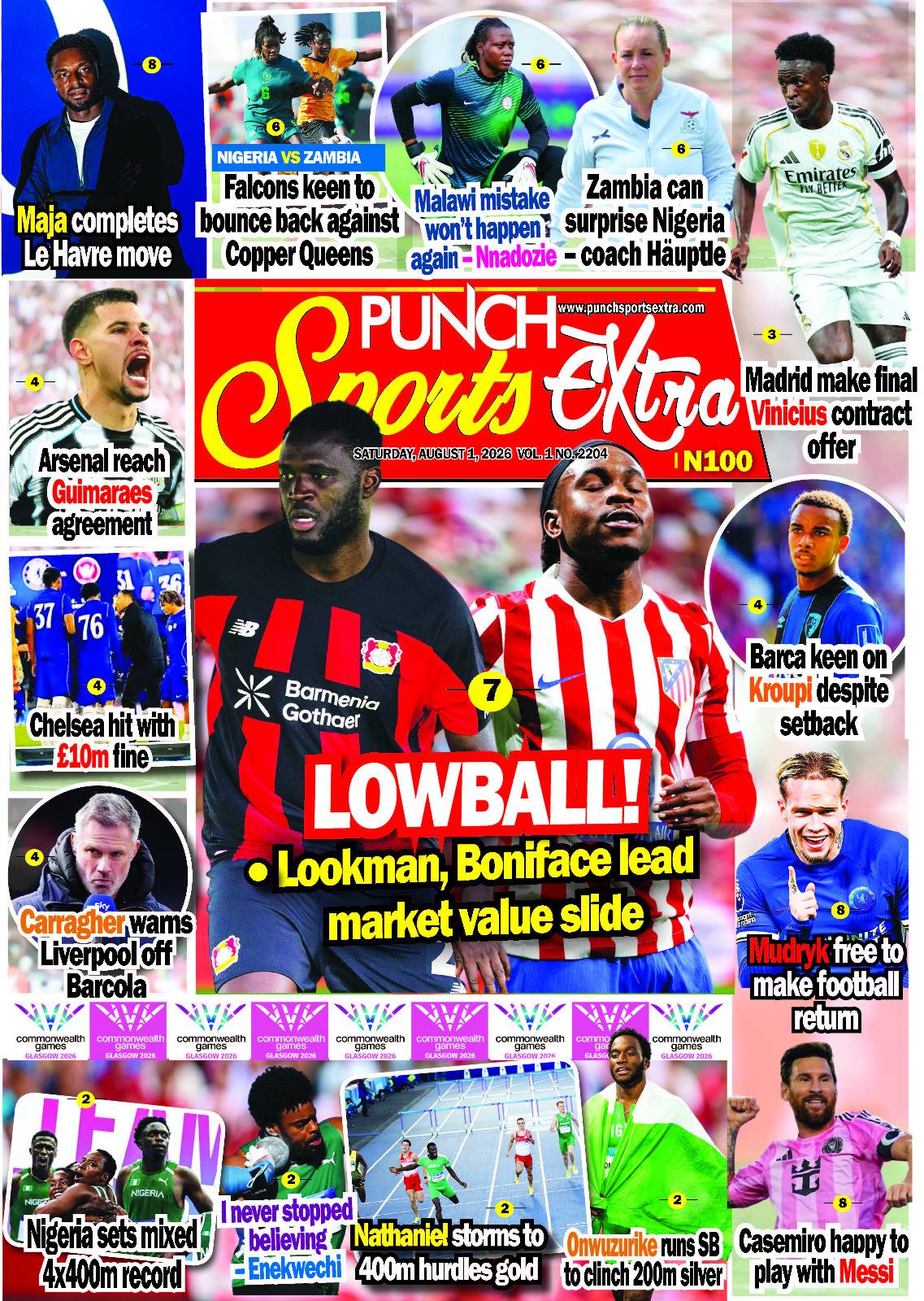 AUGUST 1 - PUNCH Sports Extra Headlines