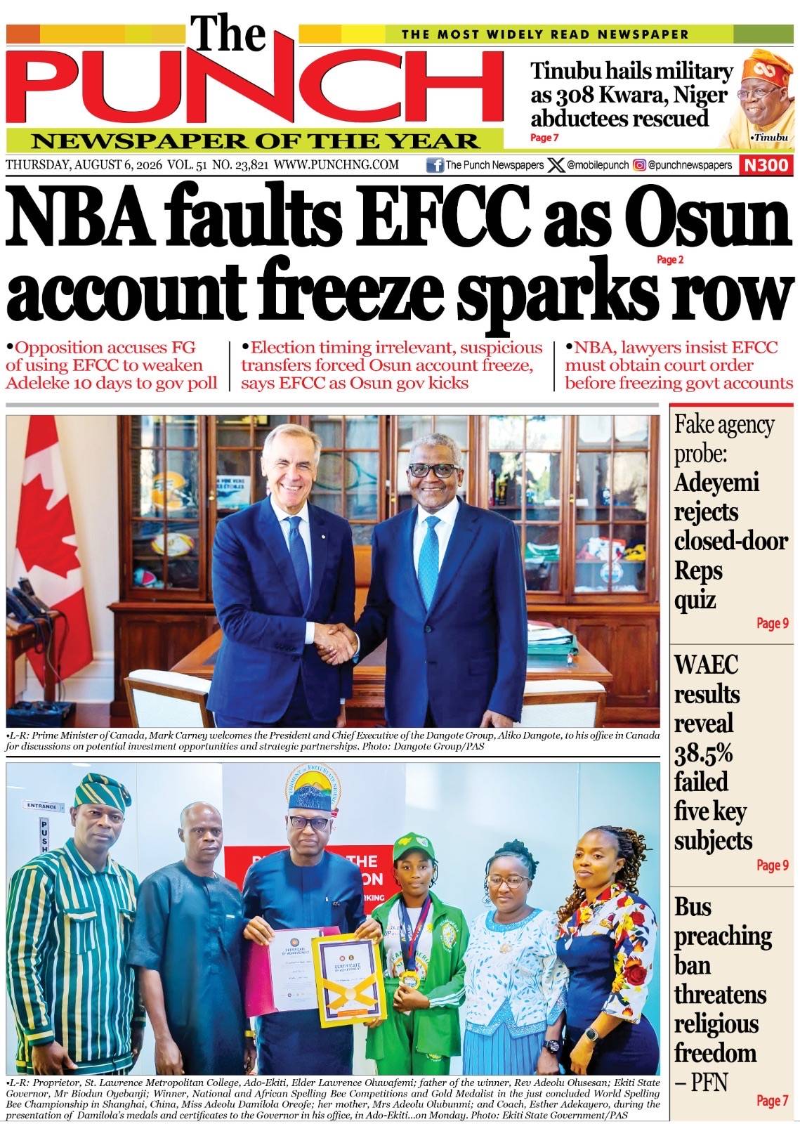 AUGUST 6 – HEADLINES