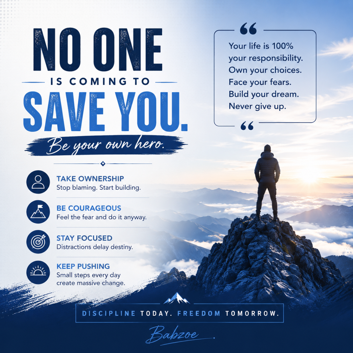 No one is coming to save you.
Your growth, your healing, your success, and your future are your resp...