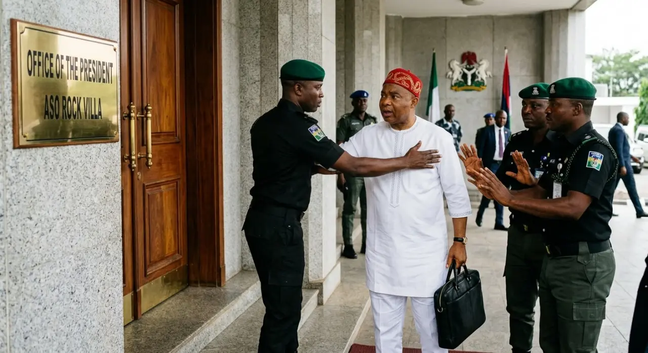 Hope uzodimma was blocked from entering Tinubu 's office in Aso rock.
A whole chairman of the APC go...
