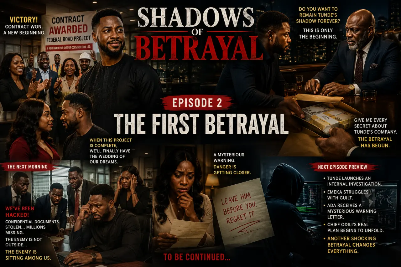 SHADOWS OF BETRAYAL
Episode 2 – The First Betrayal
The next morning, Tunde arrived at his company...