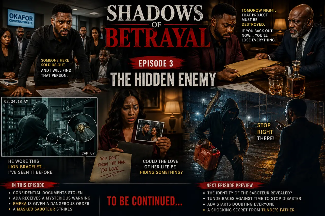 SHADOWS OF BETRAYAL
Episode 3 – The Hidden Enemy
Morning broke with tension hanging over Okafor Co...