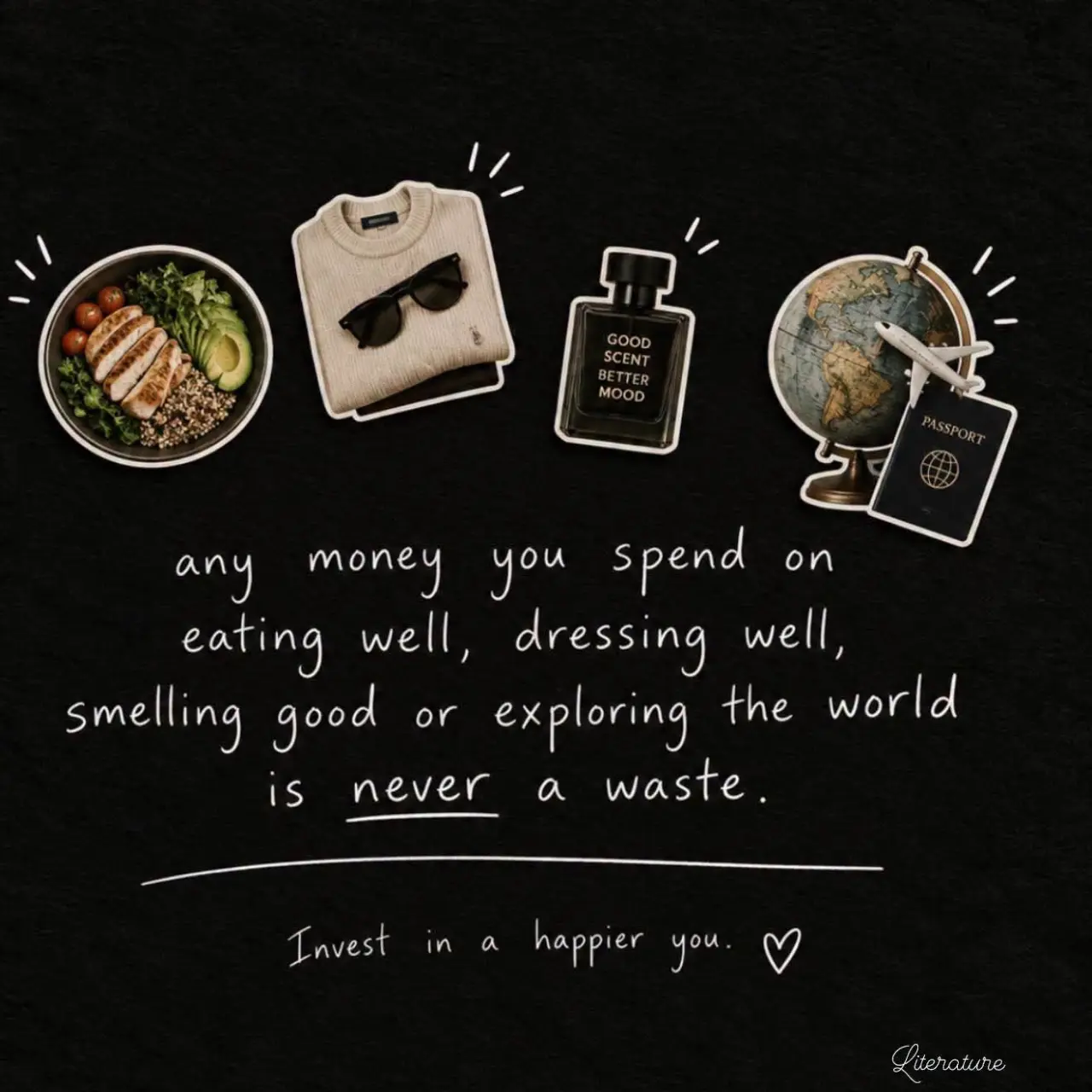 Eat well. Dress well. Smell good. See the world.
You’re allowed to enjoy the life you’re working so...