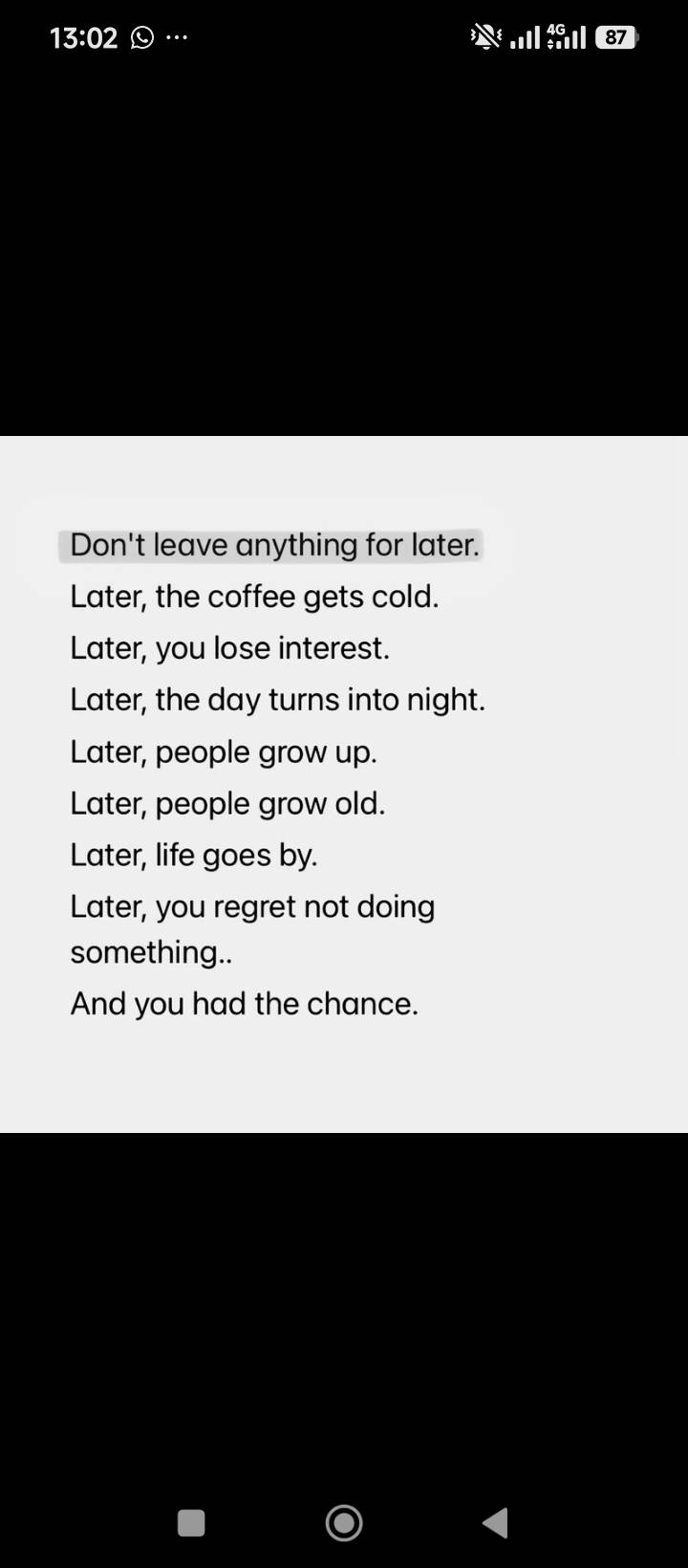 TRY AVOID DOING THINGS LATER