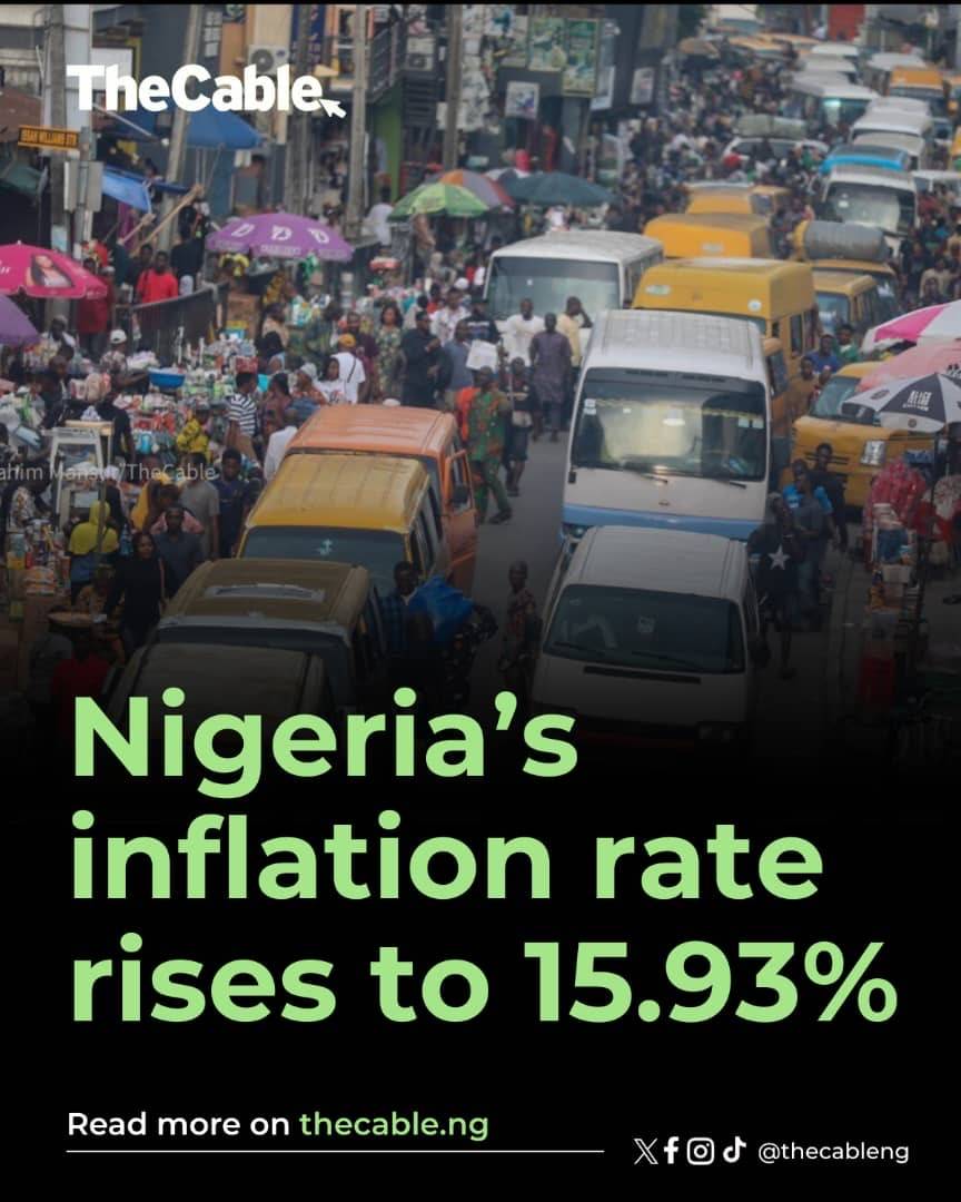 Nigeria’s inflation rate rises to 15.93%
The National Bureau of Statistics (NBS) says Nigeria’s hea...